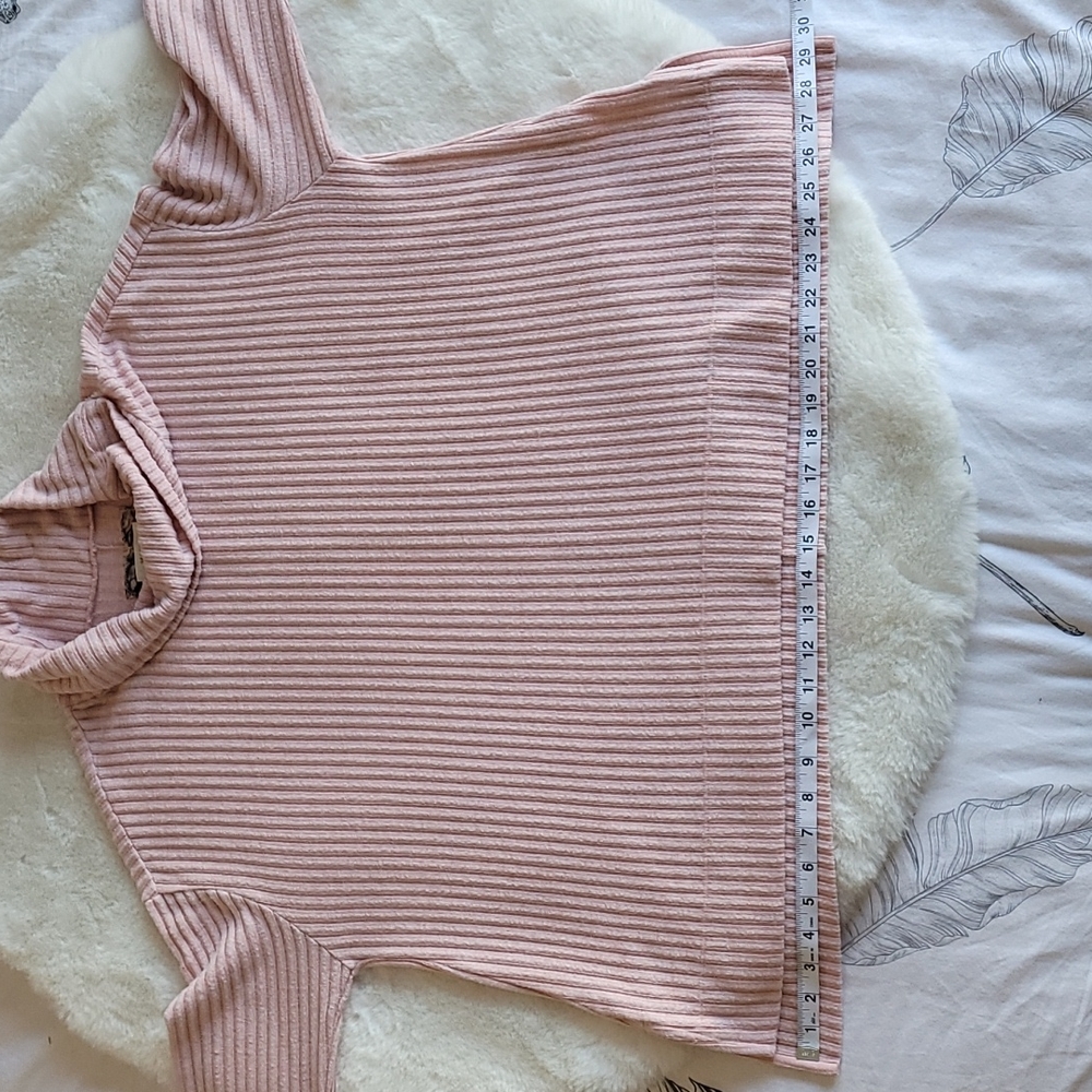Maeve Anthropologie Light Pink Ribbed Cowl Turtleneck Sweater Medium - Picture 8 of 13